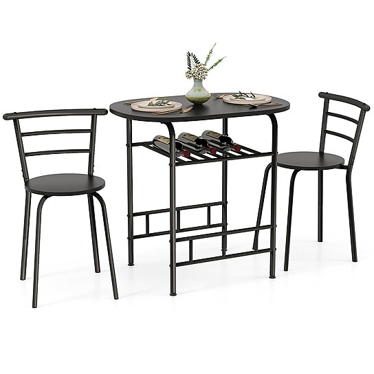 Buy Gymax 3 Piece Dining Set Home Kitchen Furniture Table And 2 Chairs Black By Gymax On Dot Bo