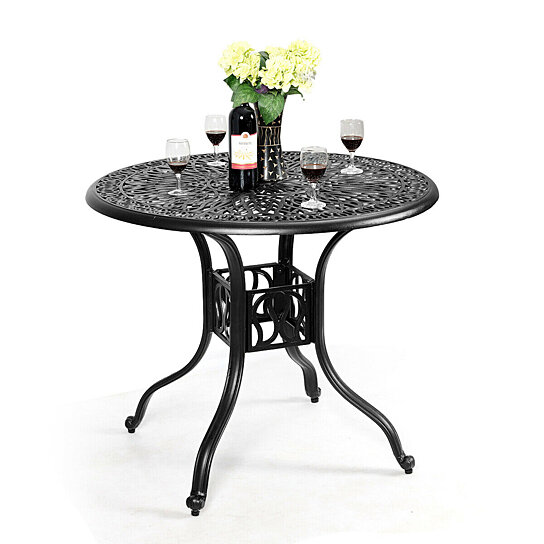 Buy Gymax 36'' Cast Aluminum Round Patio Dining Table Durable w ...