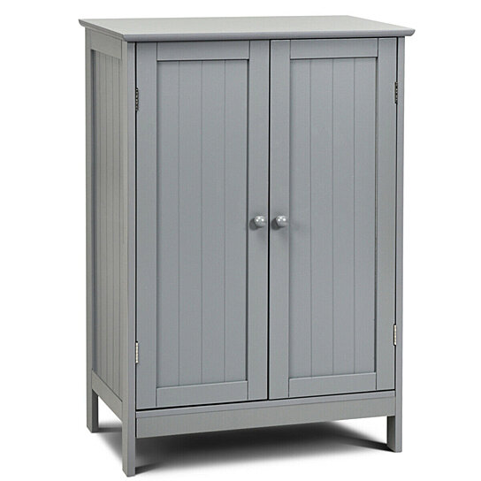 Buy Gymax Bathroom Floor Cabinet Wooden Floor Storage Cabinet Living Room Modern Grey By Gymax On Dot Bo