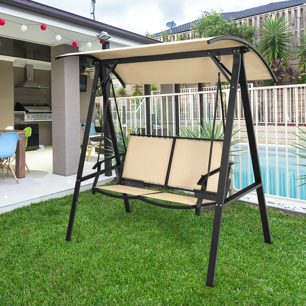 Buy Gymax Patio Canopy Swing Outdoor Swing Chair 2-Person Canopy