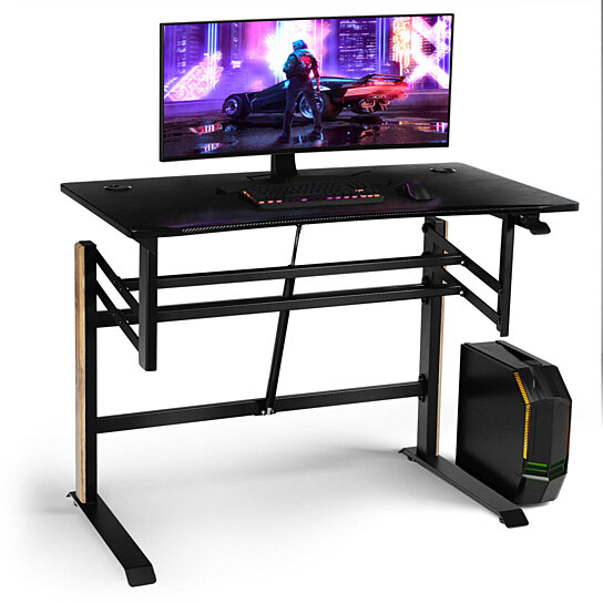 Buy Gymax Pneumatic Height Adjustable Gaming Desk T Shaped Game Station
