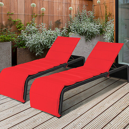 gymax outdoor patio adjustable sun bed wicker lounge chair