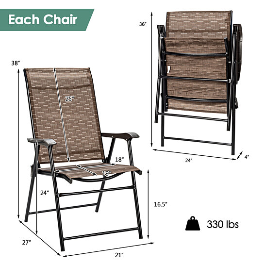 Buy Set of 4 Folding Portable Patio Chairs Yard Outdoor w/ Armrests ...