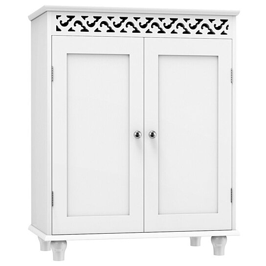 White Wooden Rack Bathroom Shelf Cabinet Cupboard Bedroom Storage Unit Standing