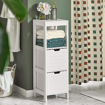 Buy Haotian White Floor Standing Tall Bathroom Storage Cabinet