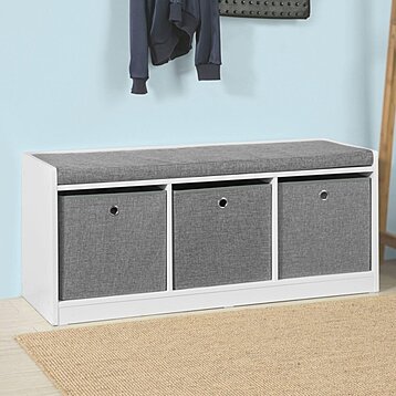 Entryway Shoe Bench 3 -Tier Shoe Rack Shoe Storage Cabinet with Drawer &  Cushion