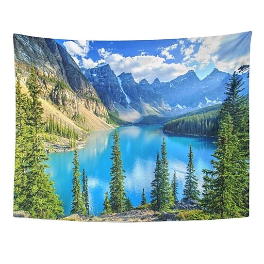 peaks wenkchemna canada banff moraine queena tapestry 60x80 rocly alberta reflection hanging mountain inch lake harriet