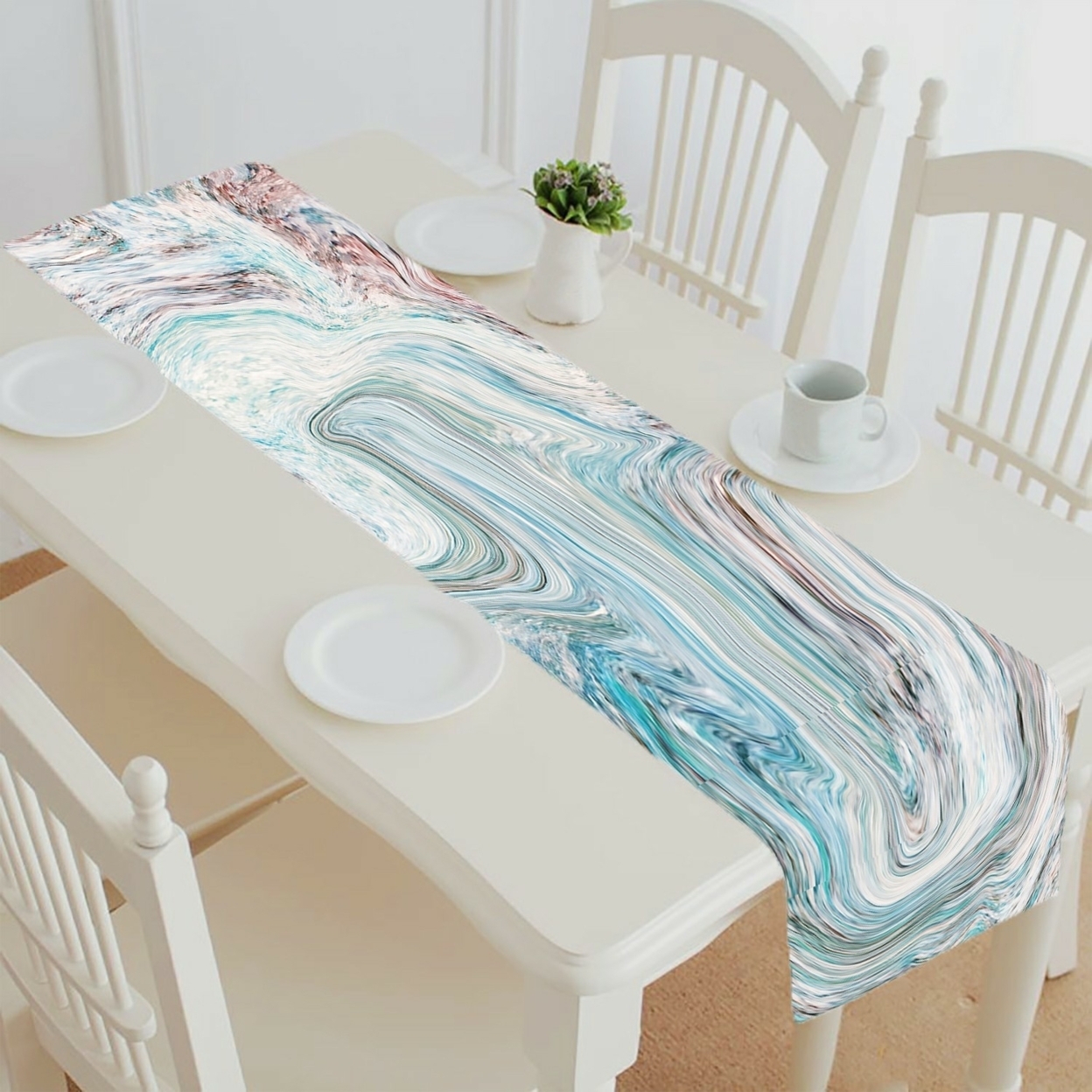 Buy Colorful Marble Texture table runner table cloth tea table cloth by ...