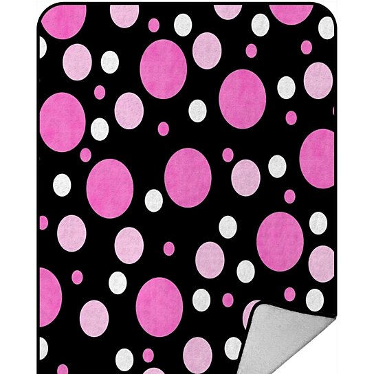 Buy Pink White and Black Polka Dot Throw Blanket Fleece ...