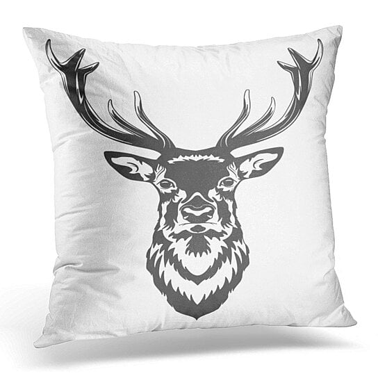 Stag Outline Black and White Cushion Cover 16" 