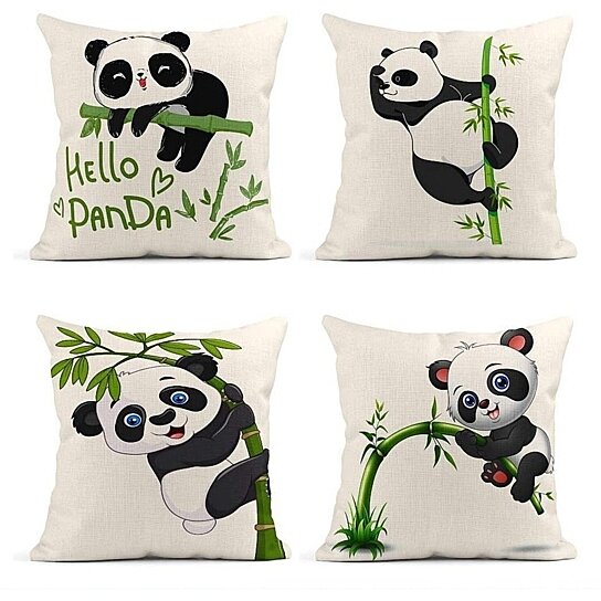 Cute Panda Hug Outline silhouette Throw Pillow Multicolor 16x16 