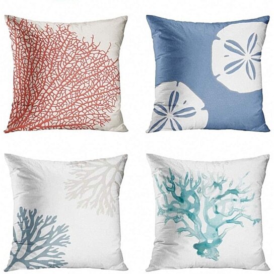 Throw cushion cover  Blue and White Set of 4 18" X 18"  Both side printed