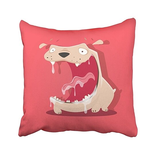 Buy Slobber Funny Mad Slobbery Dog With Open Mouth Pink Hungry Bulldog Cartoon Smile Animal Pillowcase Pillow Cover x Inch By Harriet Queena Queena On Dot Bo