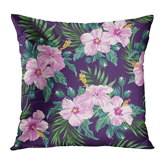 Pink Pillow Flower Pillow Case Hibiscus Pillow Cover- 16x16 18x18 20x20 Pillow Cover Tropical Pillow
