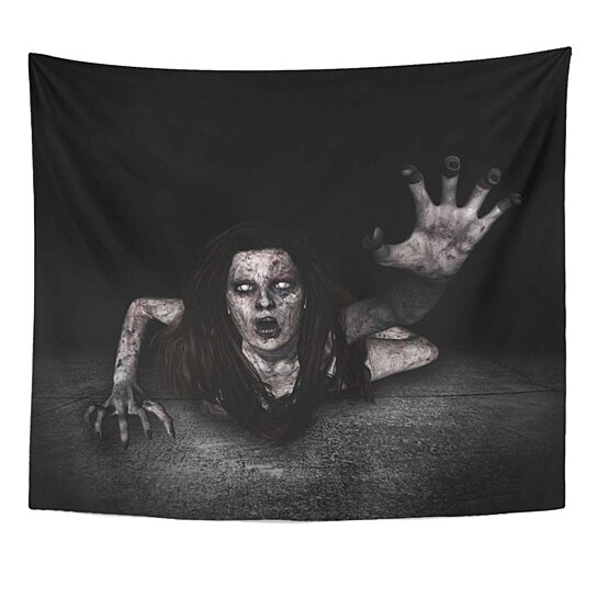 Buy 3d Scary Ghost Woman Coming Out From The Hole Wall Horror Mixed Media Wall Art Hanging Tapestry 60x80 Inch By Hedda Stan On Dot Bo