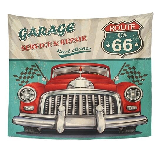 LB Abandoned Vintage Classic Car Wall Hanging Decor Art Tapestry Home Room Decor 