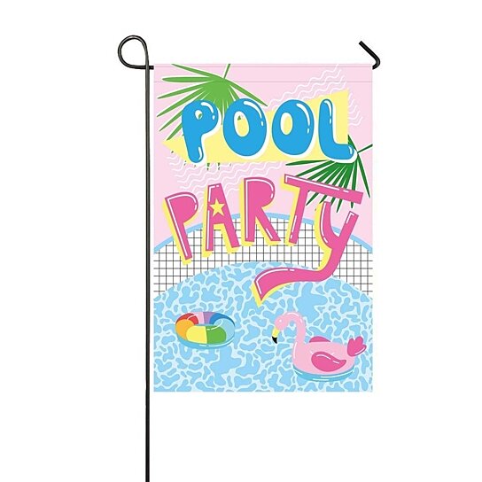 Welcome To The Pool Summer House Flag Flamingo Floats 28 x 40 Briarwood Lane 