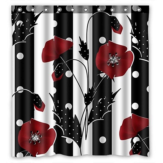 Shower Stall Curtain 36 x 72 Inches Non-Plastic Durable Fabric Waterproof Black 