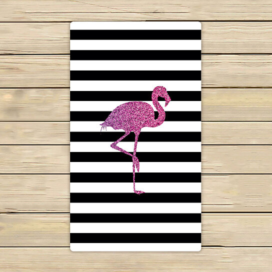 Pink Flamingo White Hand Towel 