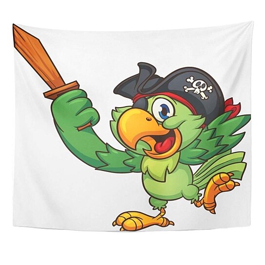 Buy Green Cartoon Pirate Parrot Holding Wooden Sword Clip Simple Wall ...