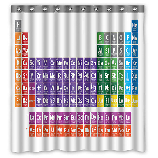 Periodic Table of Elements 70*70 Inch Waterproof Fabric Shower Curtain & Hooks 