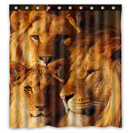 60/72/79" Waterproof Fabric Shower Curtain&Mat&Hook-African Zebra Sunset 3709 