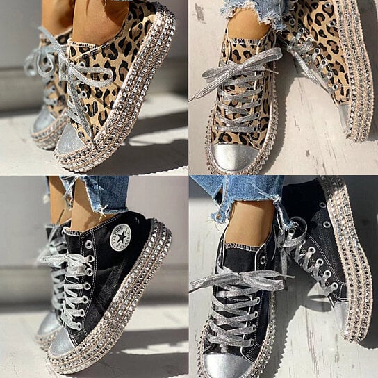 leopard print canvas sneakers