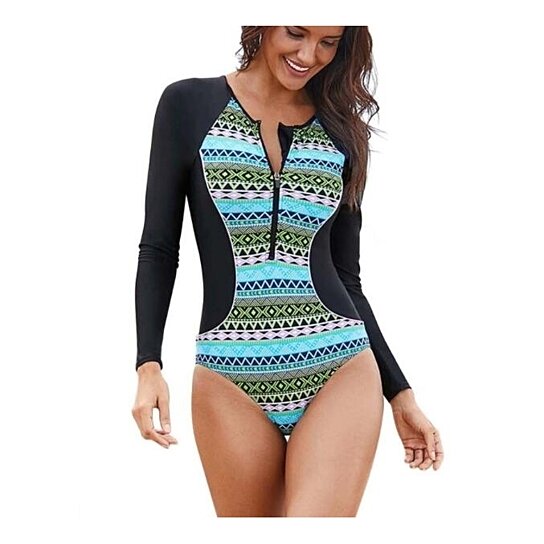 Buy Long Sleeve One Piece Swimsuit Zip Surfing Bathing Suit By Icham On Opensky