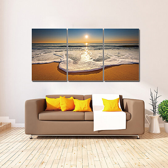 Buy Sunset 3 piece Wrapped Canvas Wall Art Print 20x40.5 inches by Iconic Home on Dot & Bo