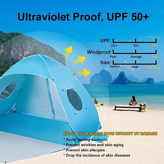 Buy Icorer Extra Large Pop Up Instant Portable Outdoors 2 3 Person Beach Cabana Tent Sun Shade