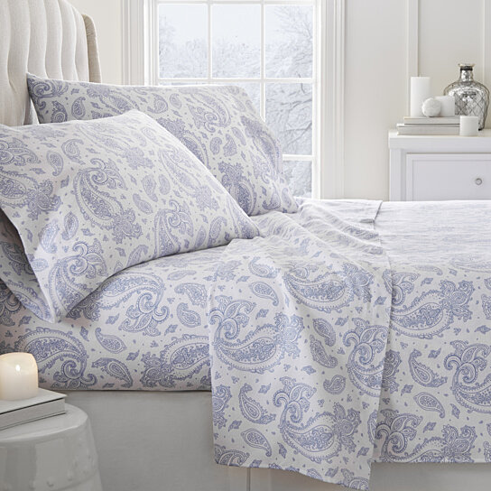 Buy Home Collection Premium Paisley Pattern 4 Piece Flannel Bed