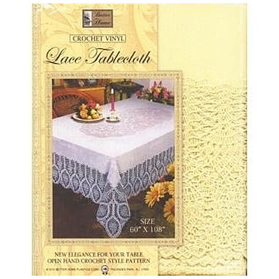 Better Home White Crochet Vinyl Lace Tablecloth