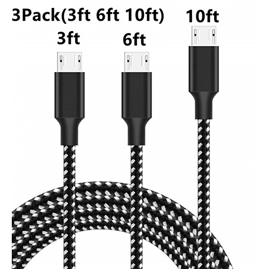 3 Pack Braided Cables Type C/ Micro