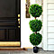 Triple Ball Artificial Tree Indoor Outdoor Fake Plant  Hedyotis Faux Planted Topiary