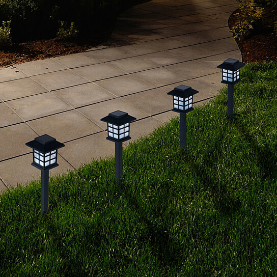 Pure Garden Outdoor Lantern Solar Landscaping Lights - Set of 6
