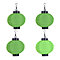 Solar Outdoor Lantern - Hanging Nylon Rechargeable LED Chinese Lighting for Garden Set of 4 Green