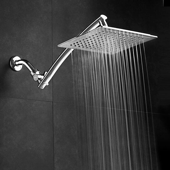 Razor 9 inch Chrome Square Rainfall Shower Head with 15 inch Extension Arm