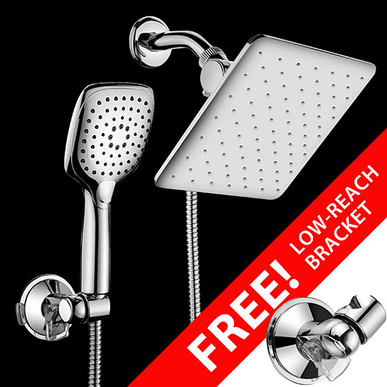 HotelSpa Rainfall Shower Head Combo with Bracket and Push Control