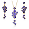 Cascading Purple  Crystals Necklace Earrings Set