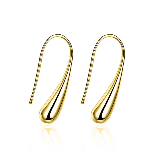 18K Yellow Gold Sterling Silver Water Drop Earrings