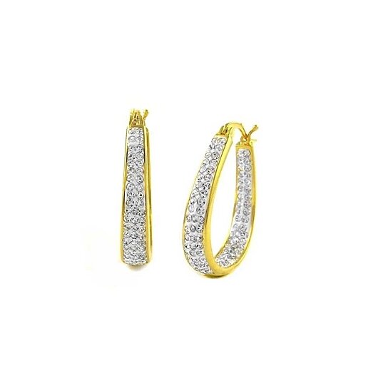 18k Gold Swarovski Elements Crystal Special Occasion Hoops