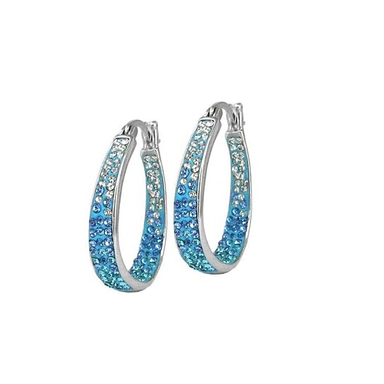 Inside Out Blue Ombre Austrian Crystal Studded Hoops