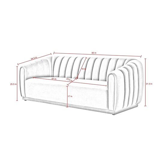 Buy Jabir Sofa-Channel Tufted Arms and Back-Rolled Arms-Sinuous Spring ...