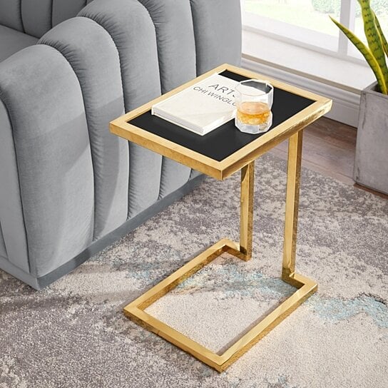 Buy Lana End Table High Gloss Lacquer Finish Polished Stainless Steel Base By Inspired Home On Dot Bo