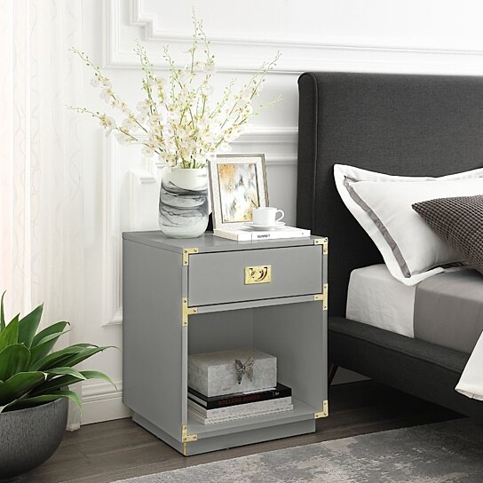 Buy Lebod 1 Drawer Side Table High Gloss Metal Handle Corner Brackets Inspired Home By Inspired Home On Dot Bo