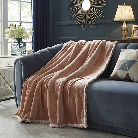 Throw Sherpa Flannel Fleece Blanket Extra Soft Reversible 50×60 Plush Fabric 