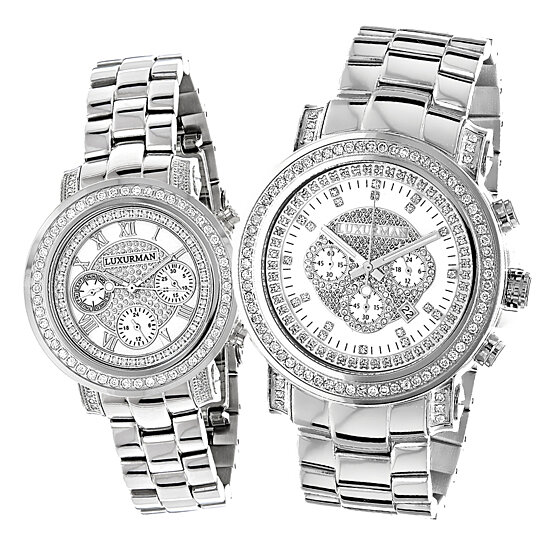 Buy Matching His and Hers Watches: Luxurman Oversized Diamond