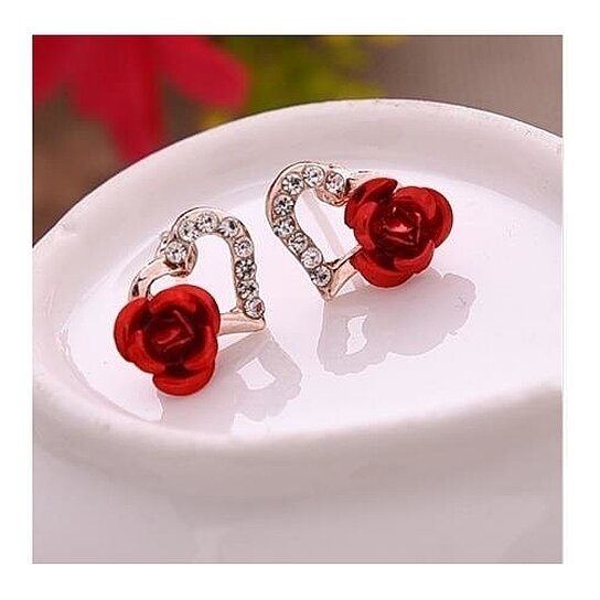 RED jade Stud Earrings Costume Jewellery women Earrings 