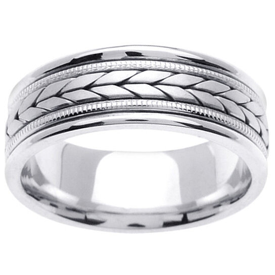 Buy 14K White  Gold  Hand Braided Wheat Pattern  Wedding  Ring  