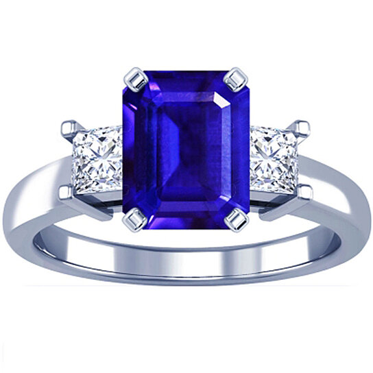 Buy 14k Gold Octagon Tanzanite Diamond Ring, 3 Stone Tanzanite Diamond ...